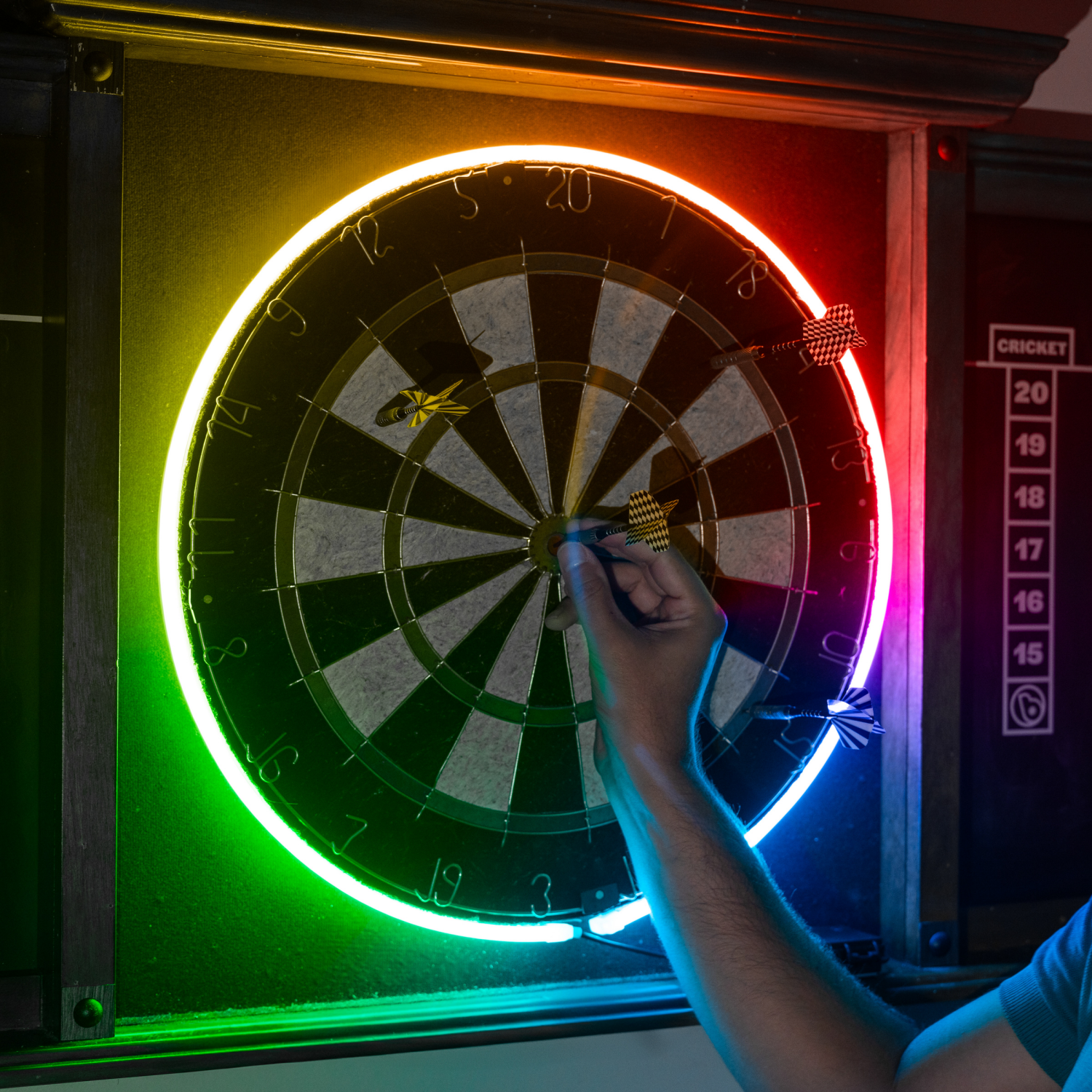 slide 6 of 6, BRIGHTZ Neon Dartboard Light Kit - Morph through the Rainbow or Select a Color, 1 ct