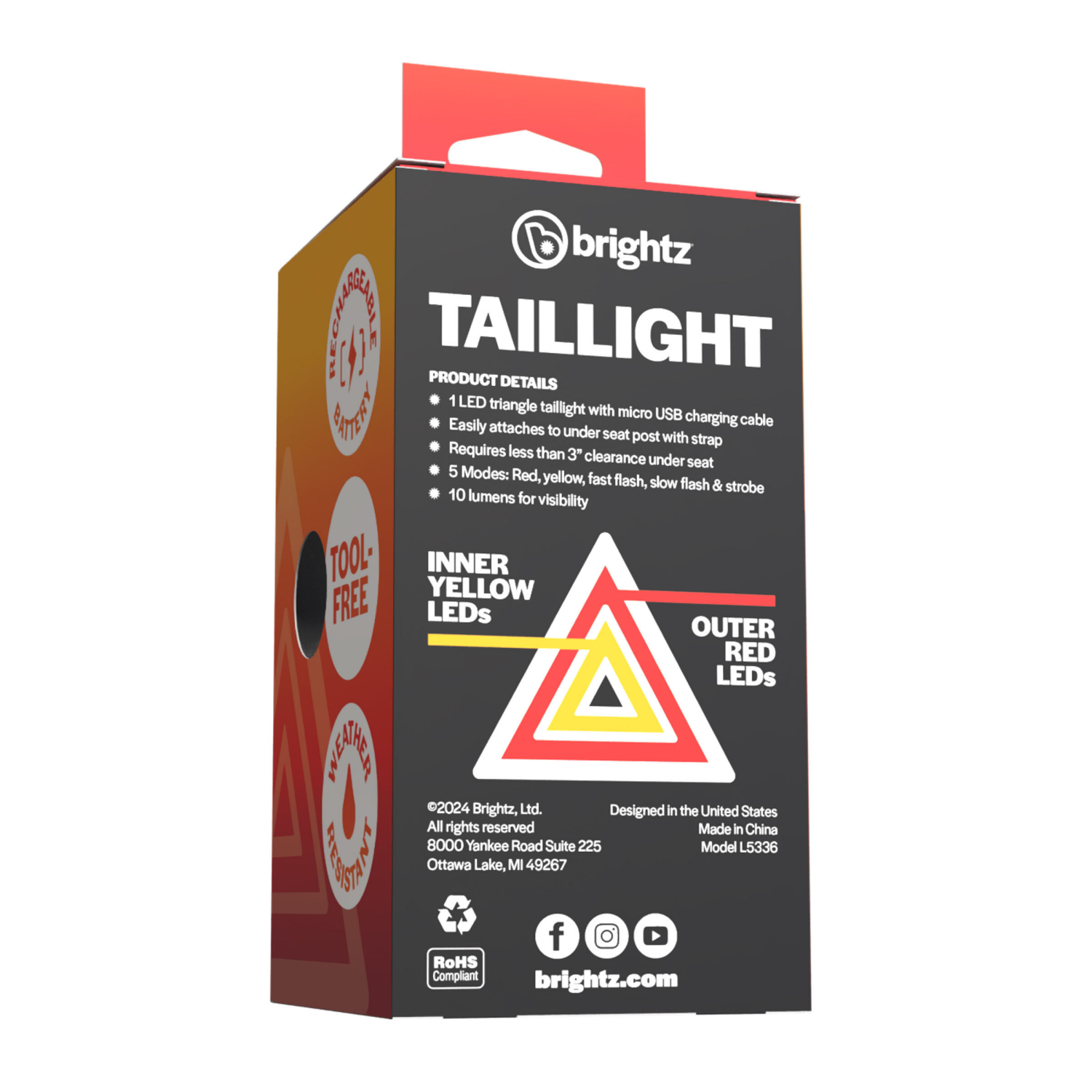 slide 3 of 5, Brightz Triangle LED Tail Light, 1 ct