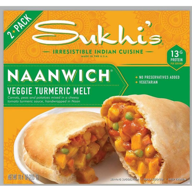 slide 1 of 1, Sukhi's Frozen Frozen Veggie Turmeric Melt Naanwich - 10.4oz/2ct, 10.4 oz, 2 ct