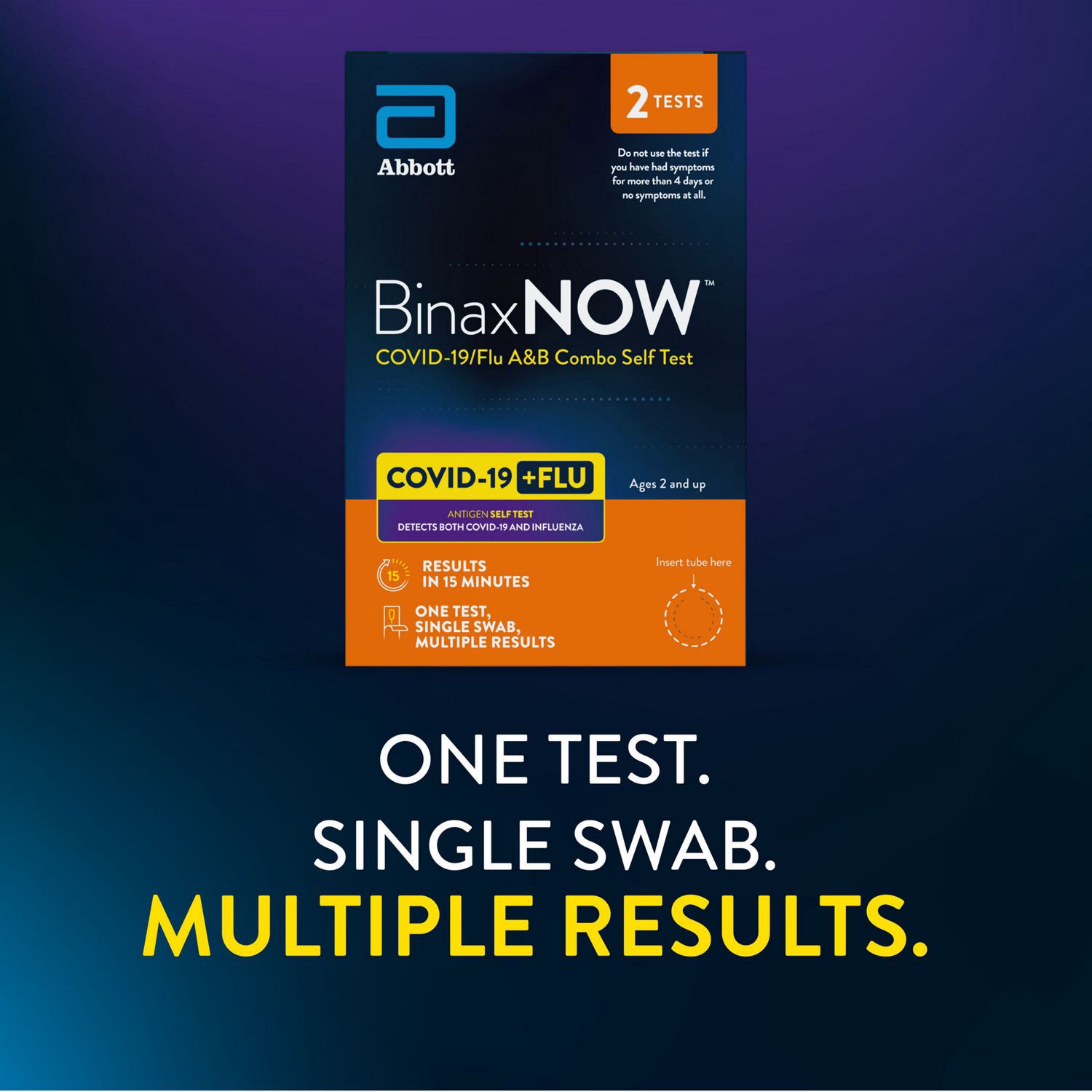 slide 5 of 5, Abbott BinaxNOW COVID-19/Flu A&B Combo Self Test, 2 ct, 2 ct