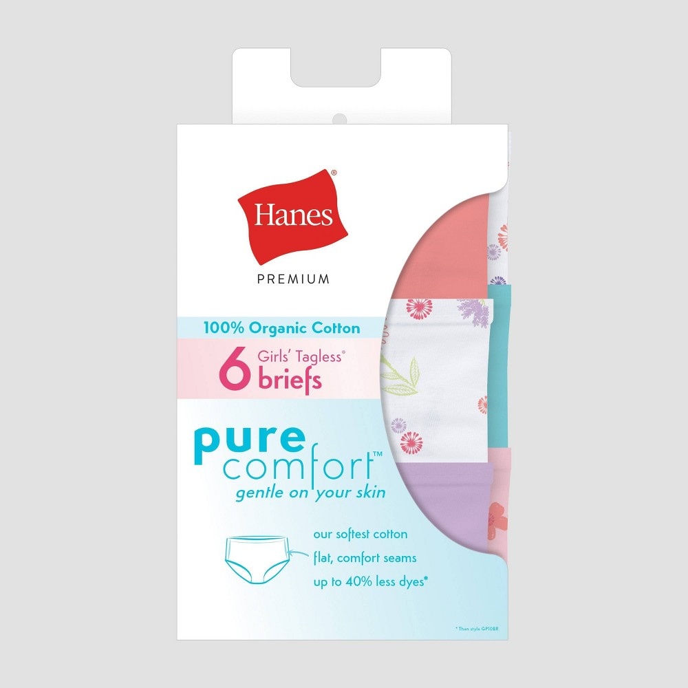 Hanes Girls' 6pk Pure Comfort Briefs - Colors Vary 16 6 ct
