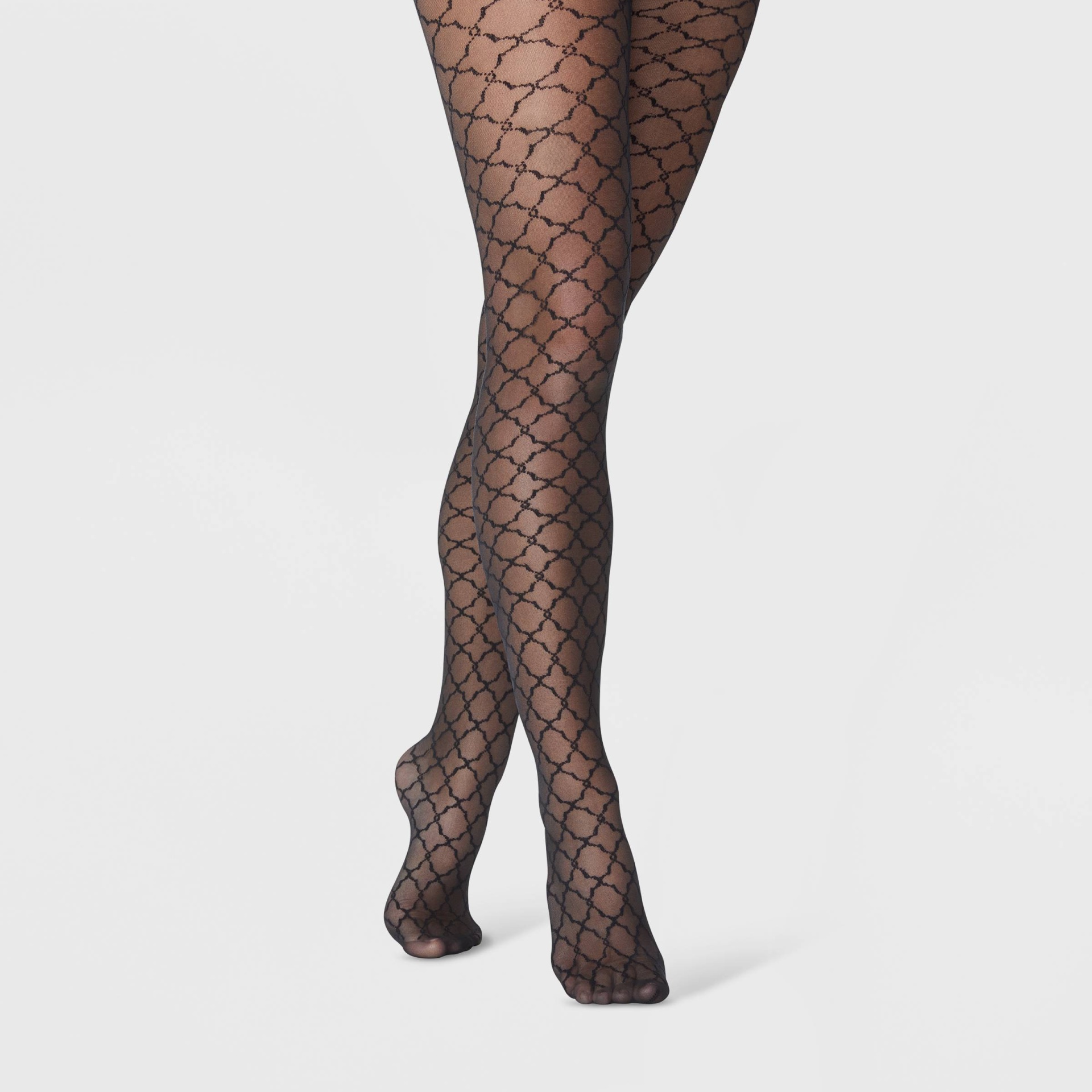 slide 1 of 2, Women's Tile Pattern Tights - A New Day Black L/XL, 1 ct