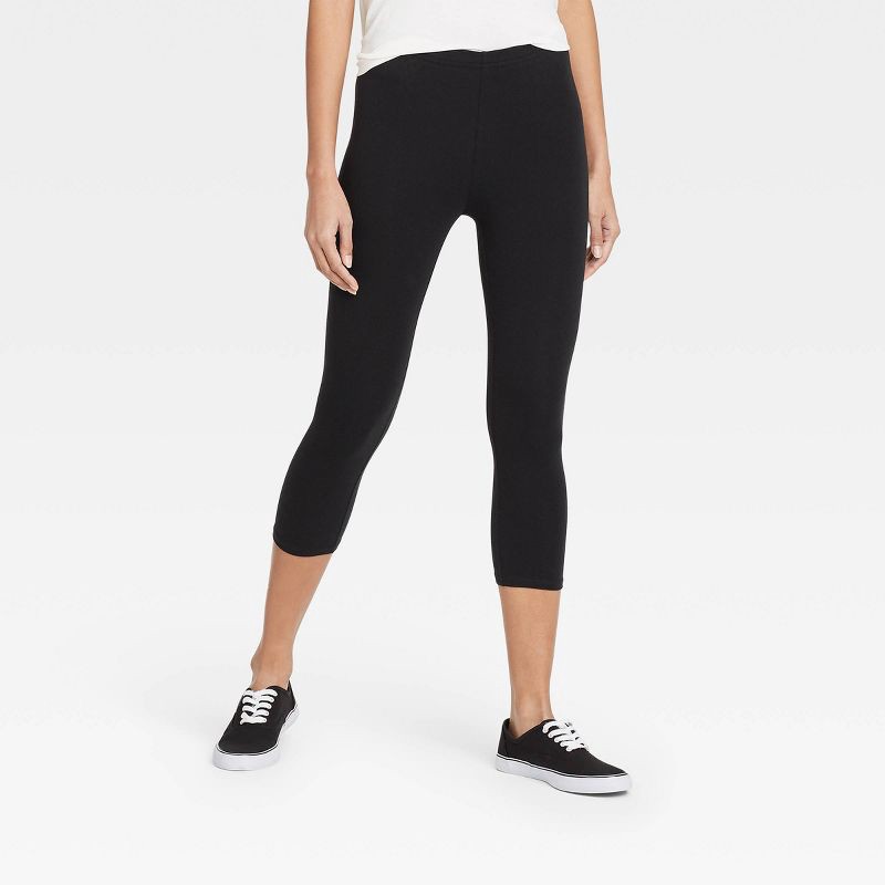 slide 1 of 2, Women's Cotton Capri Leggings - Xhilaration™ Black M, 1 ct