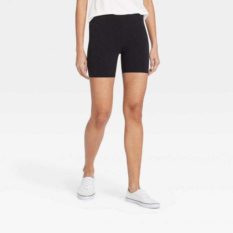 slide 1 of 2, Women's Cotton 5" Inseam Bike Shorts - Xhilaration™ Black M, 1 ct