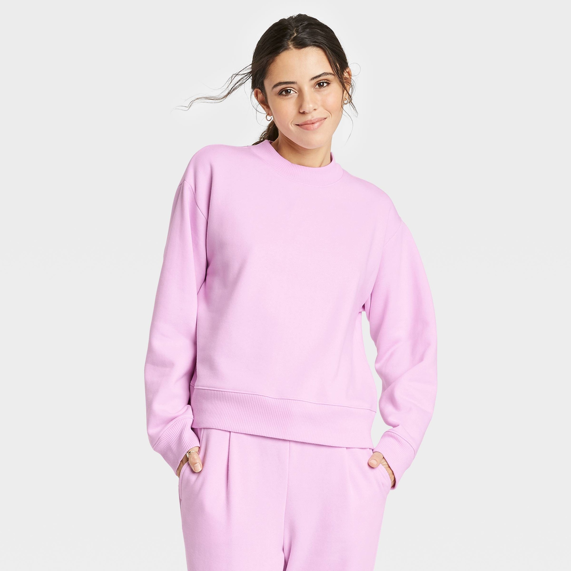 slide 1 of 3, Women's Sweatshirt - A New Day Light Pink M, 1 ct