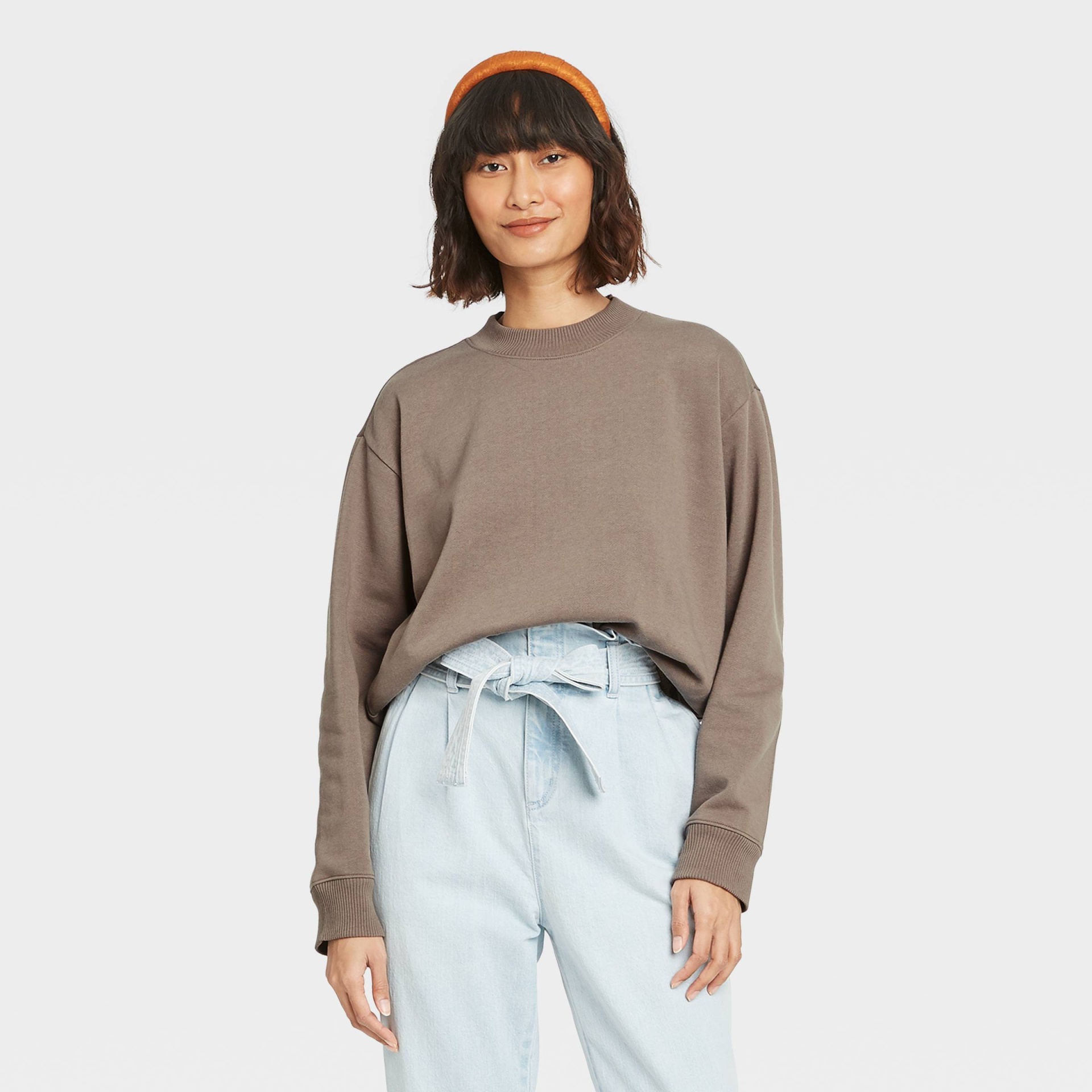 slide 1 of 3, Women's Sweatshirt - A New Day Brown S, 1 ct