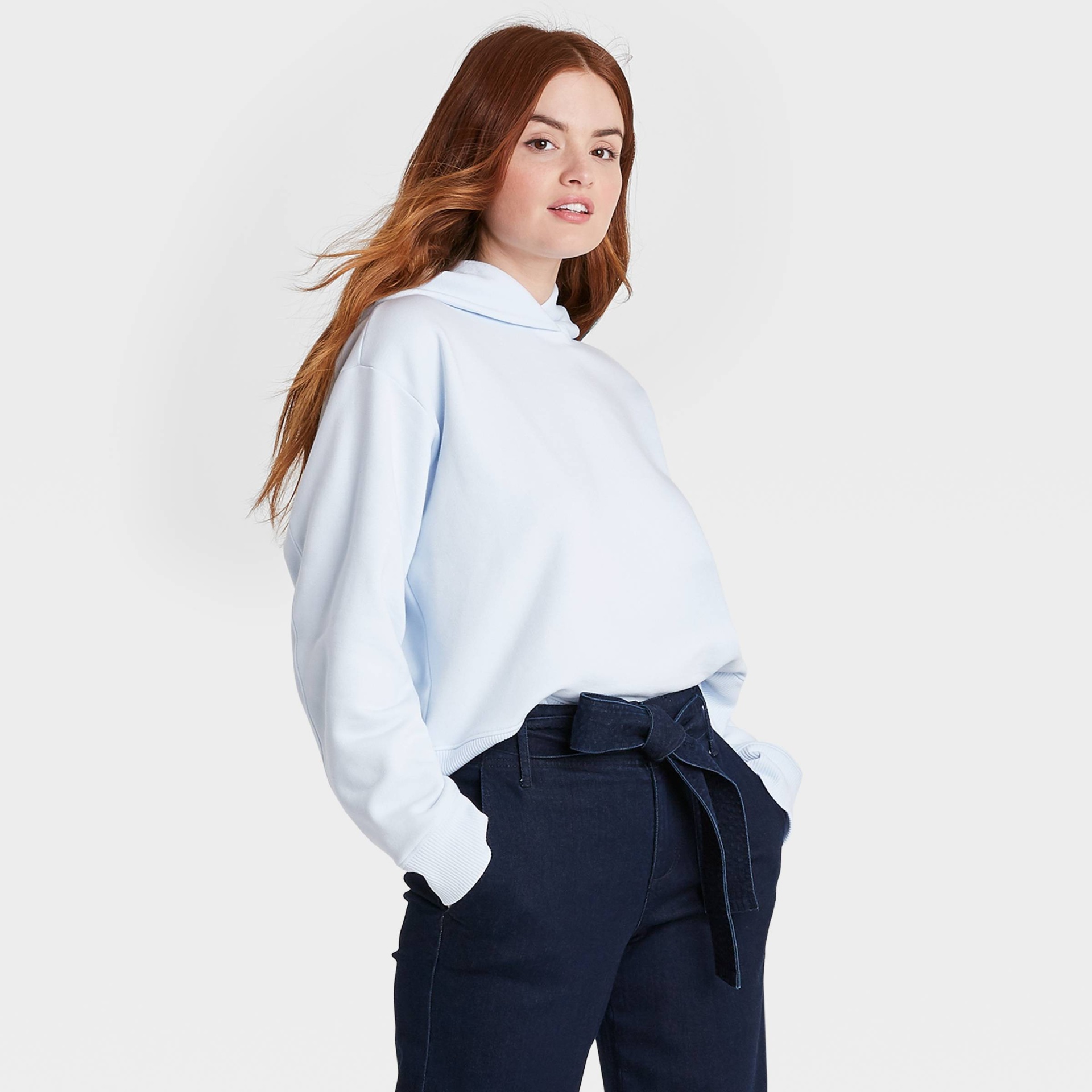 slide 1 of 3, Women's Hooded Sweatshirt - A New Day Light Blue XL, 1 ct