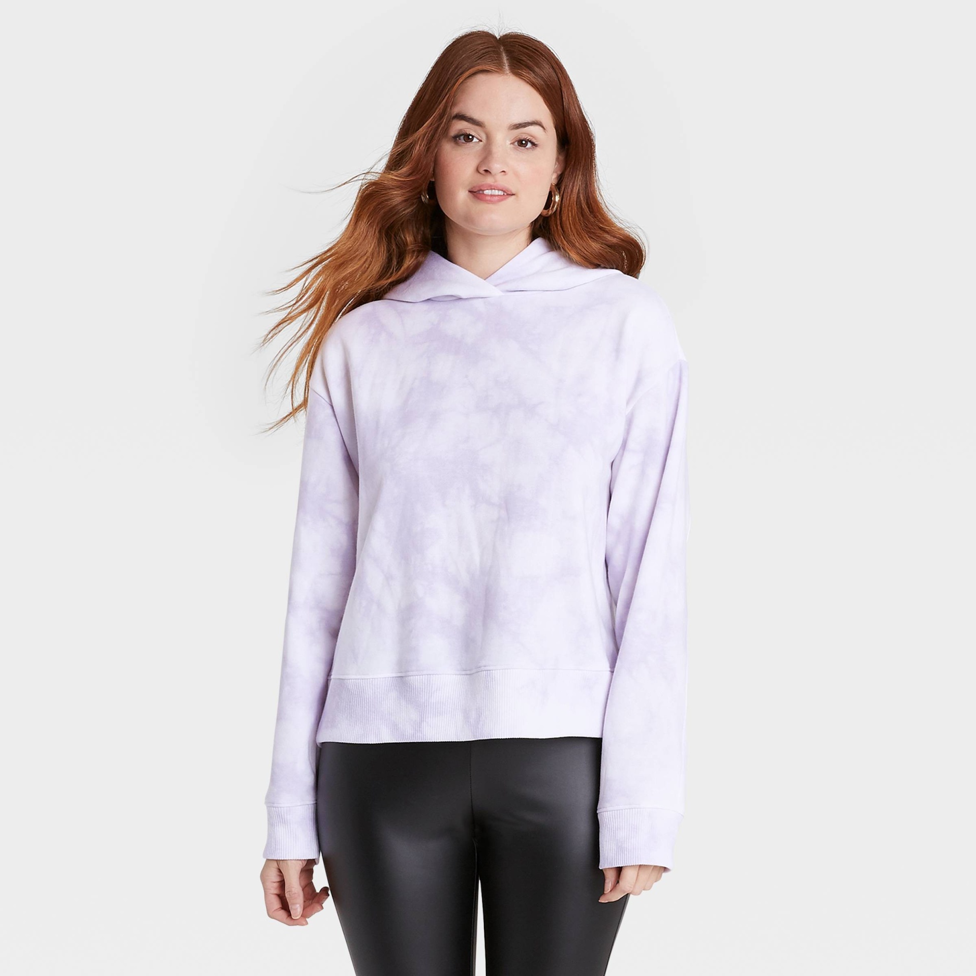 slide 1 of 3, Women's Hooded Sweatshirt - A New Day Light Purple S, 1 ct
