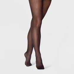 Women's Basketweave Pattern Tights - A New Day™ Black M/L: High Waisted Sheer Hosiery