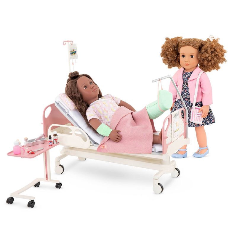 slide 5 of 8, Our Generation Adjustable Hospital Bed & Doctor Set for 18" Dolls - Get Well Bed, 1 ct