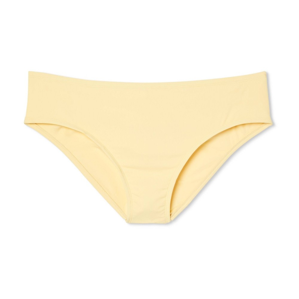 Xhilaration Women's Juniors' Ribbed Cheeky Mid-Waist High Leg Bikini Bottom  - (XLarge, Sun Yellow)