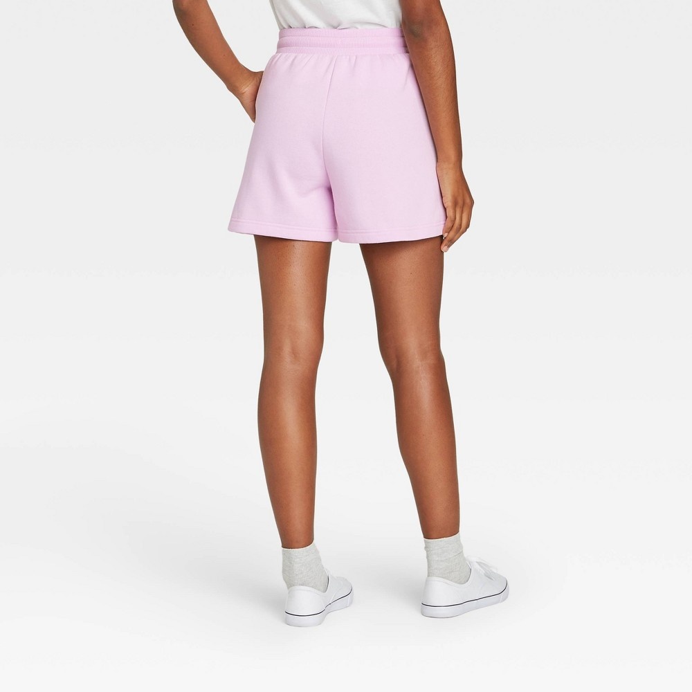 slide 2 of 3, Women's High-Rise Tie Waist Knit Lounge Shorts - A New Day Light Pink L, 1 ct