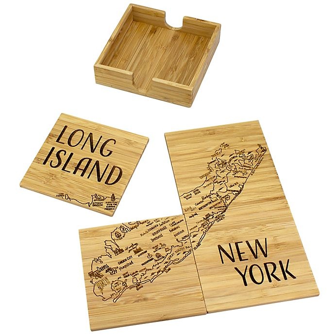 slide 1 of 2, Totally Bamboo Long Island Puzzle Coaster Set, 5 ct