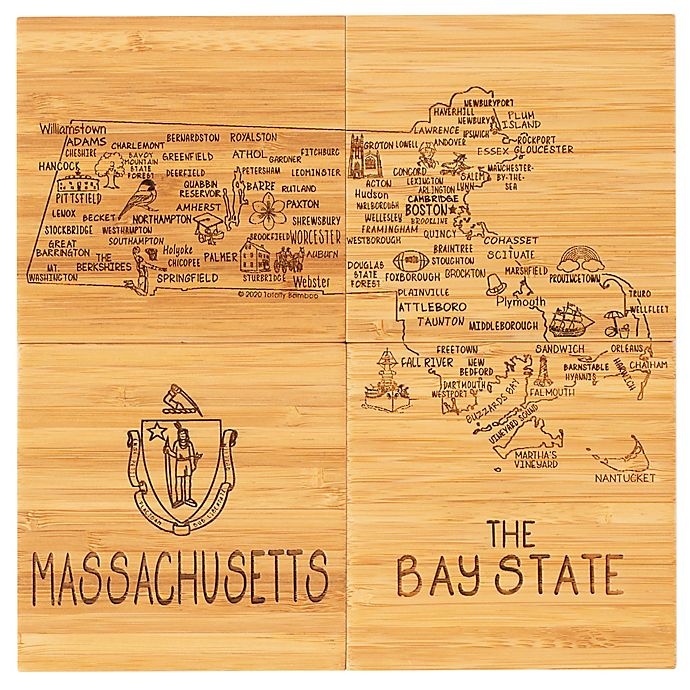 slide 2 of 2, Totally Bamboo Massachusetts Puzzle Coaster Set, 5 ct