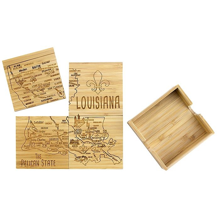 slide 1 of 2, Totally Bamboo Louisiana Puzzle Coaster Set, 5 ct