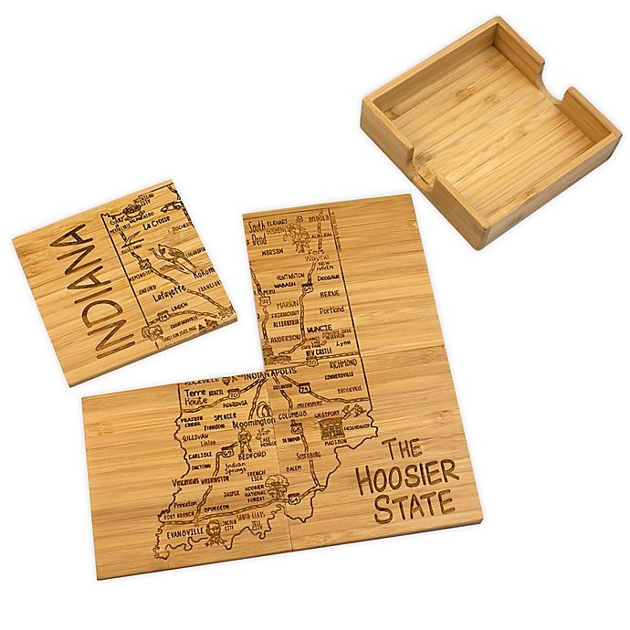 slide 1 of 2, Totally Bamboo Indiana Puzzle Coaster Set, 5 ct