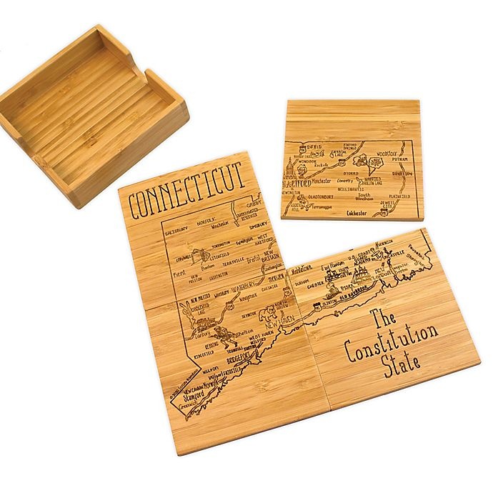 slide 1 of 2, Totally Bamboo Connecticut Puzzle Coaster Set, 5 ct