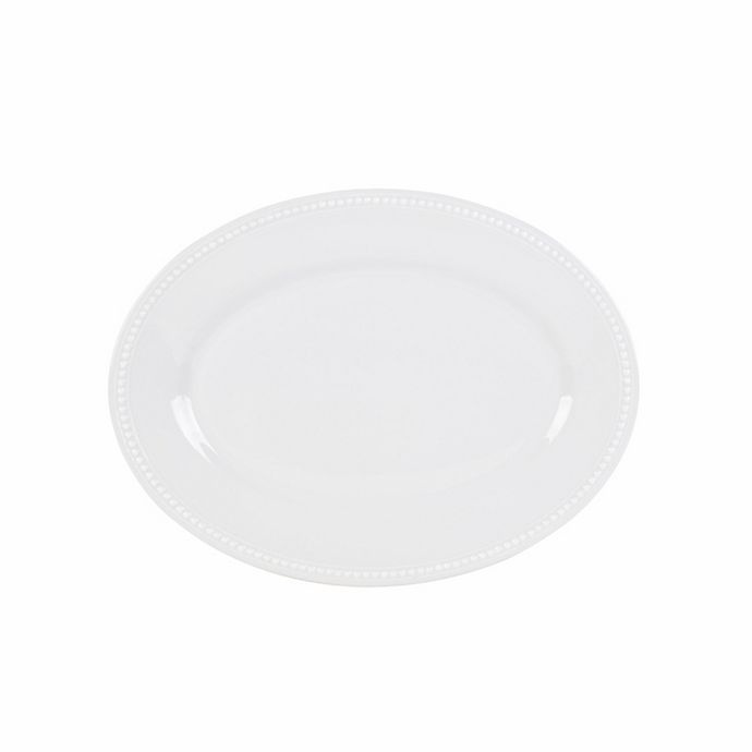 slide 1 of 2, Everyday White by Fitz and Floyd Beaded Oval Platter, 14 in