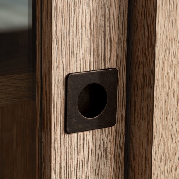 slide 2 of 10, Sauder Dixon City Library 4-Shelf Bookcase With Sliding Doors And Filing Drawer, Brushed Oak/Pebble White, 1 ct