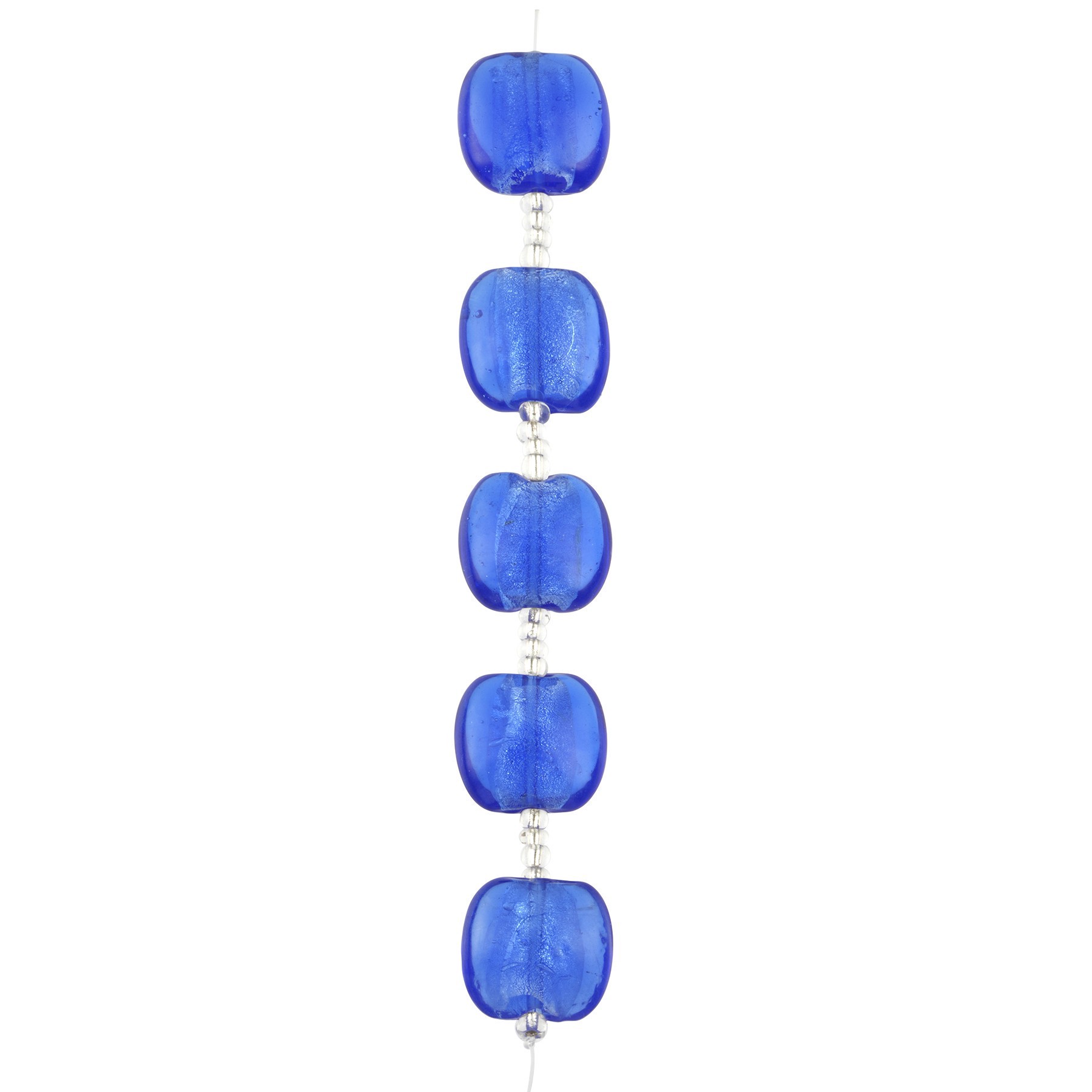 slide 3 of 3, Blue Lampwork Glass Puffed Coin Beads By Bead Landing, 19mm to 21mm