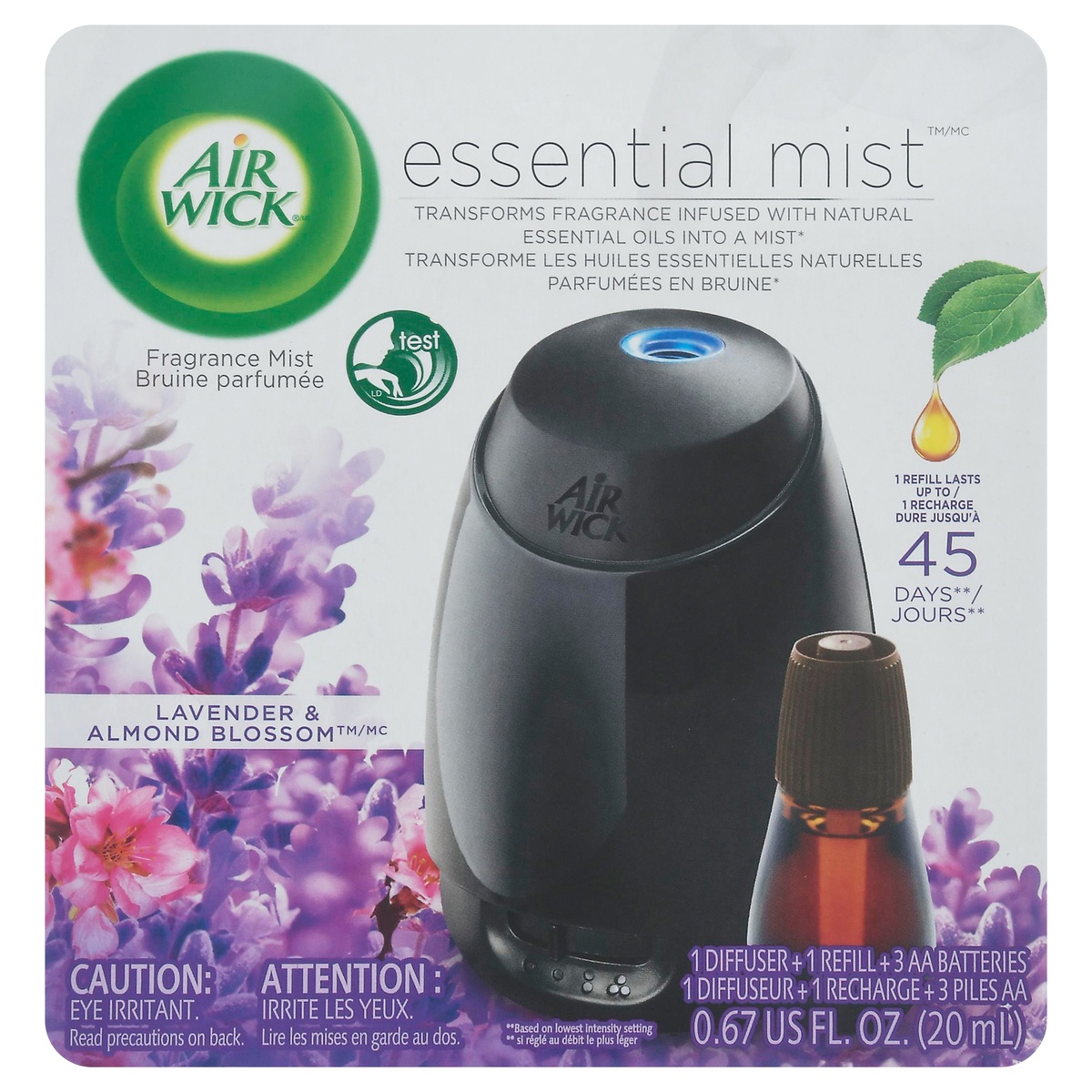 slide 1 of 1, Air Wick Lavender Almond Blossom Fragrance Esential Mist, 0.67 fl oz