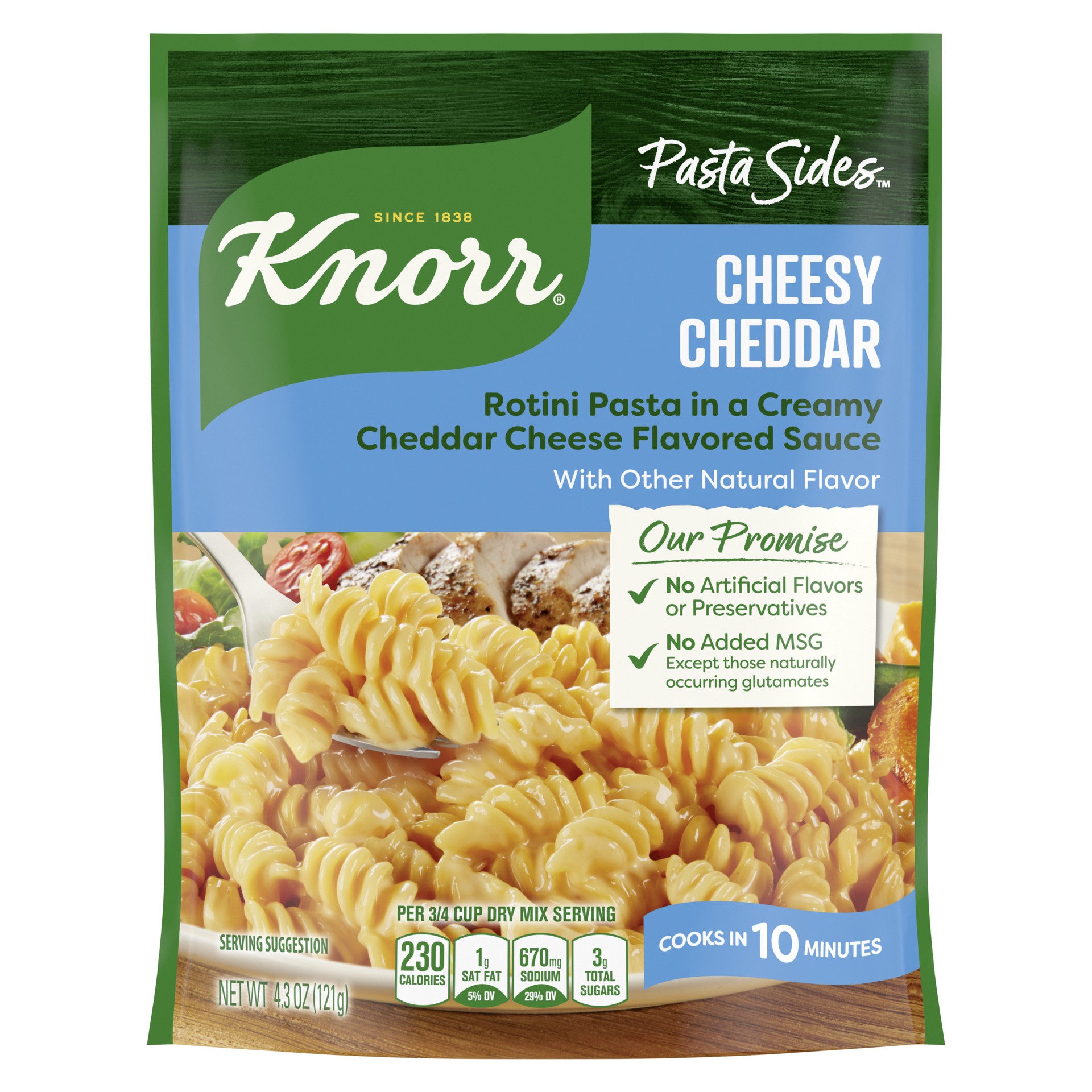 slide 1 of 3, Knorr Pasta Sides Cheesy Cheddar Rotini, 4.3 oz, 4.3 oz