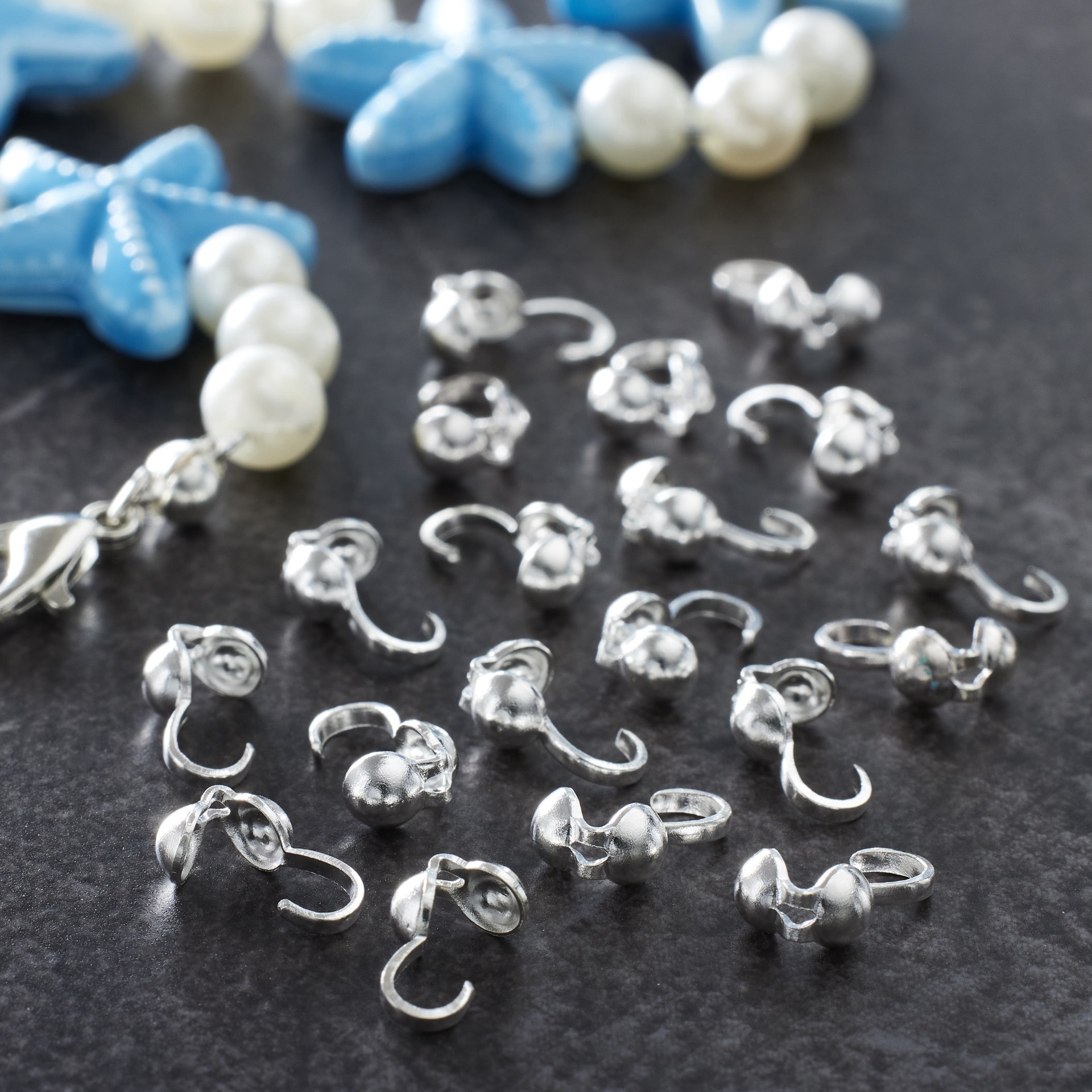 slide 2 of 2, 9mm Silver Clam Shell Crimp Bead Covers By Bead Landing, 9 mm