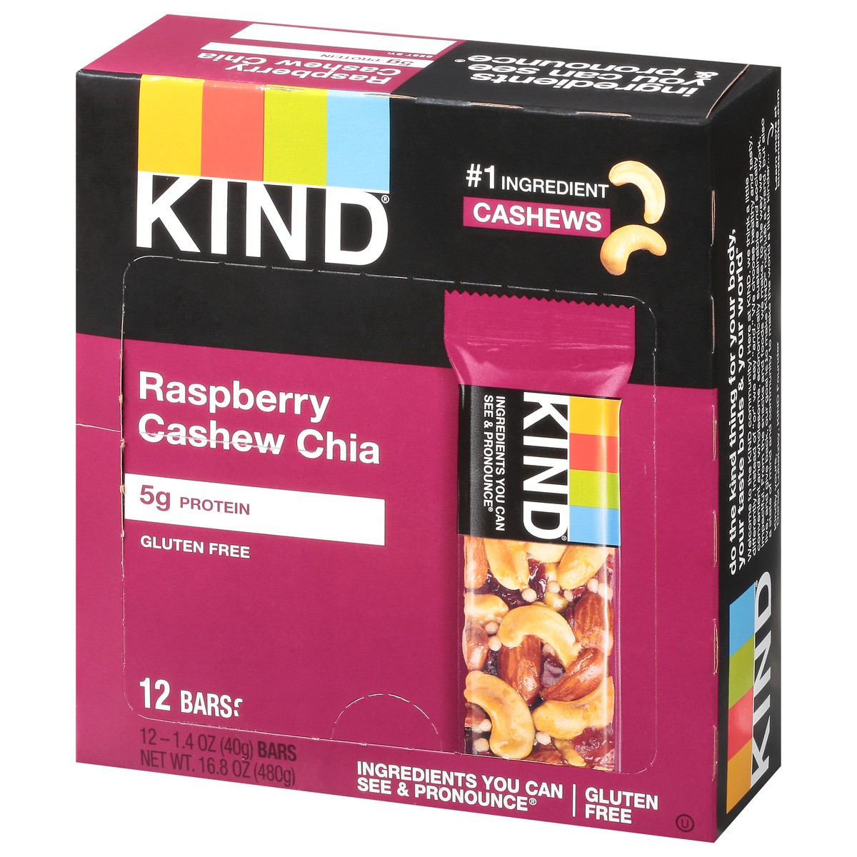 slide 3 of 9, KIND Gluten Free 12 Pack Raspberry Cashew Chia Bars 12 ea, 12 ct