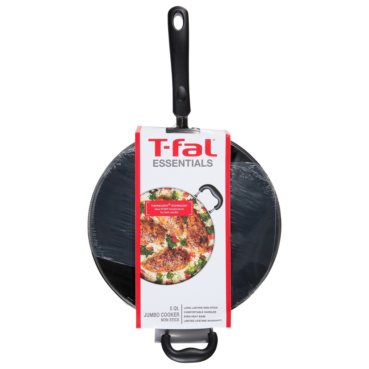 slide 1 of 11, T-fal Essentials Non-Stick Cookware, 5 Quart Jumbo Cooker, Black, 5 qt