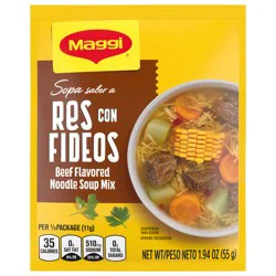 Maggi Sopa Sabor A Res Con Fideos Beef Flavored Soup Mix, Instant Soup Packets