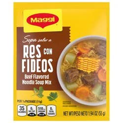 Maggi Sopa Sabor A Res Con Fideos Beef Flavored Soup Mix, Instant Soup Packets