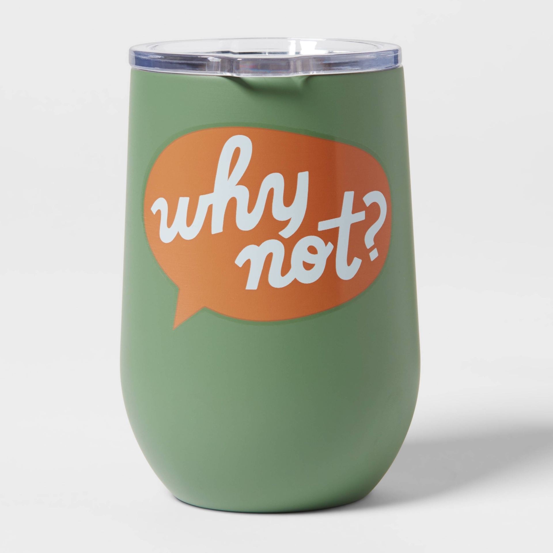 slide 1 of 3, 11oz Stainless Steel Vacuum Wine Tumbler with SAN Slide Lid "Why Not" - Room Essentials, 1 ct