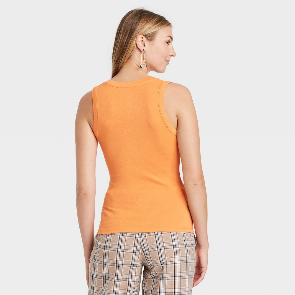 slide 2 of 3, Women's Slim Fit Tank Top - A New Day Orange XS, 1 ct