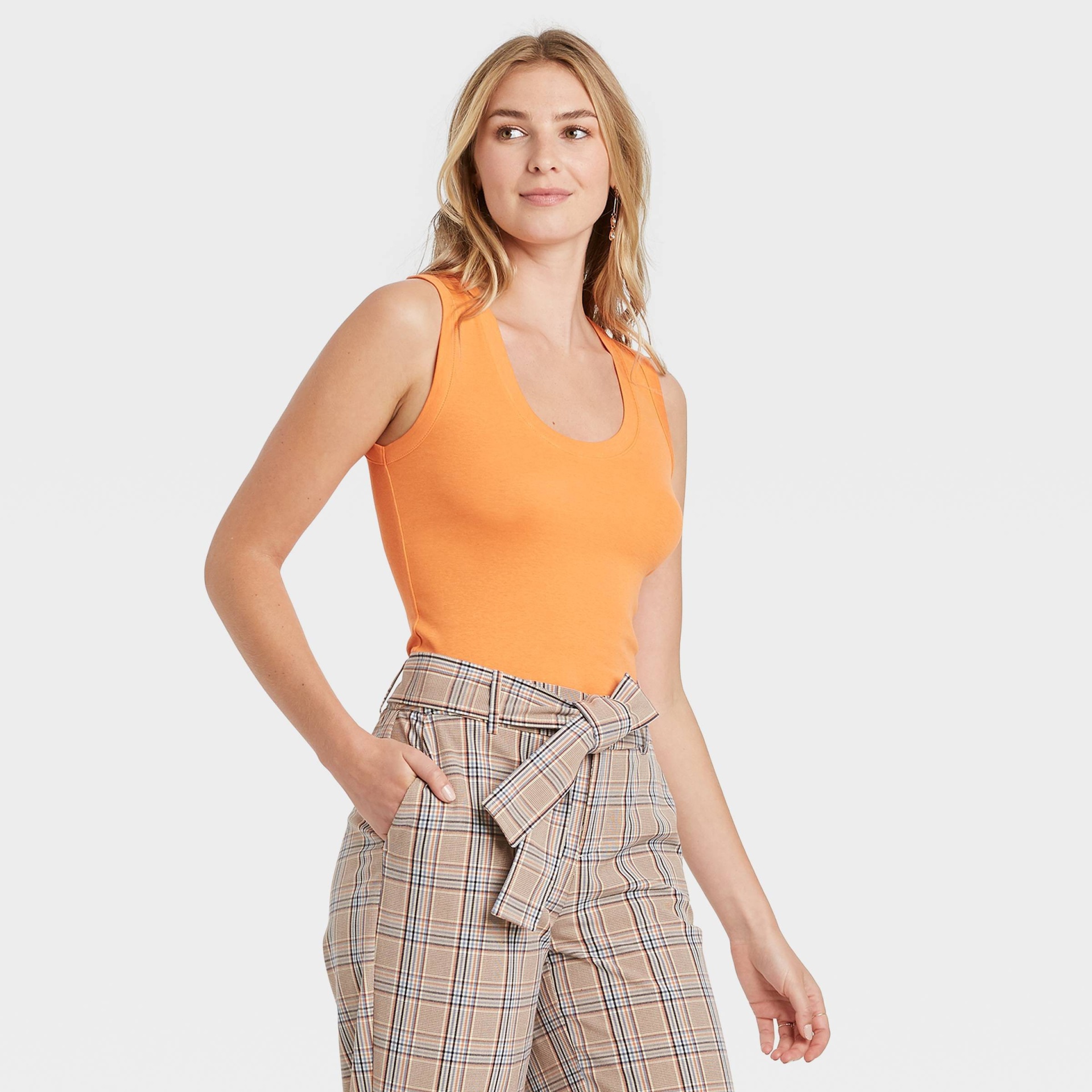 slide 1 of 3, Women's Slim Fit Tank Top - A New Day Orange XS, 1 ct