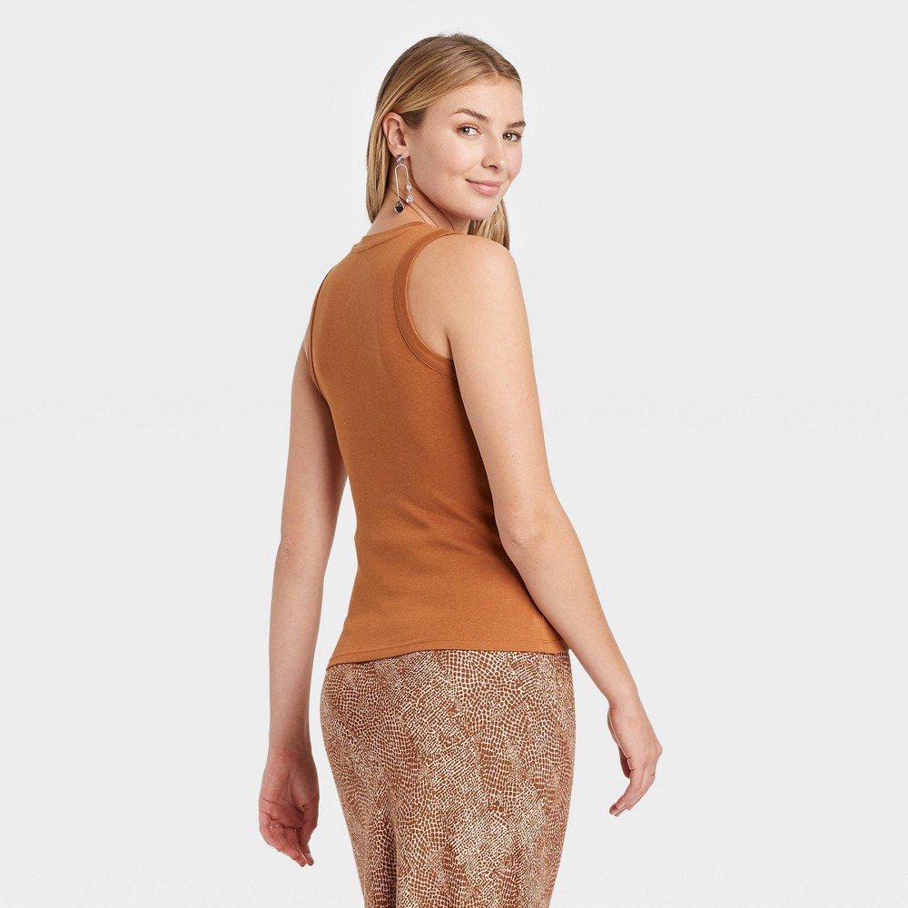 slide 2 of 3, Women's Slim Fit Tank Top - A New Day Brown M, 1 ct