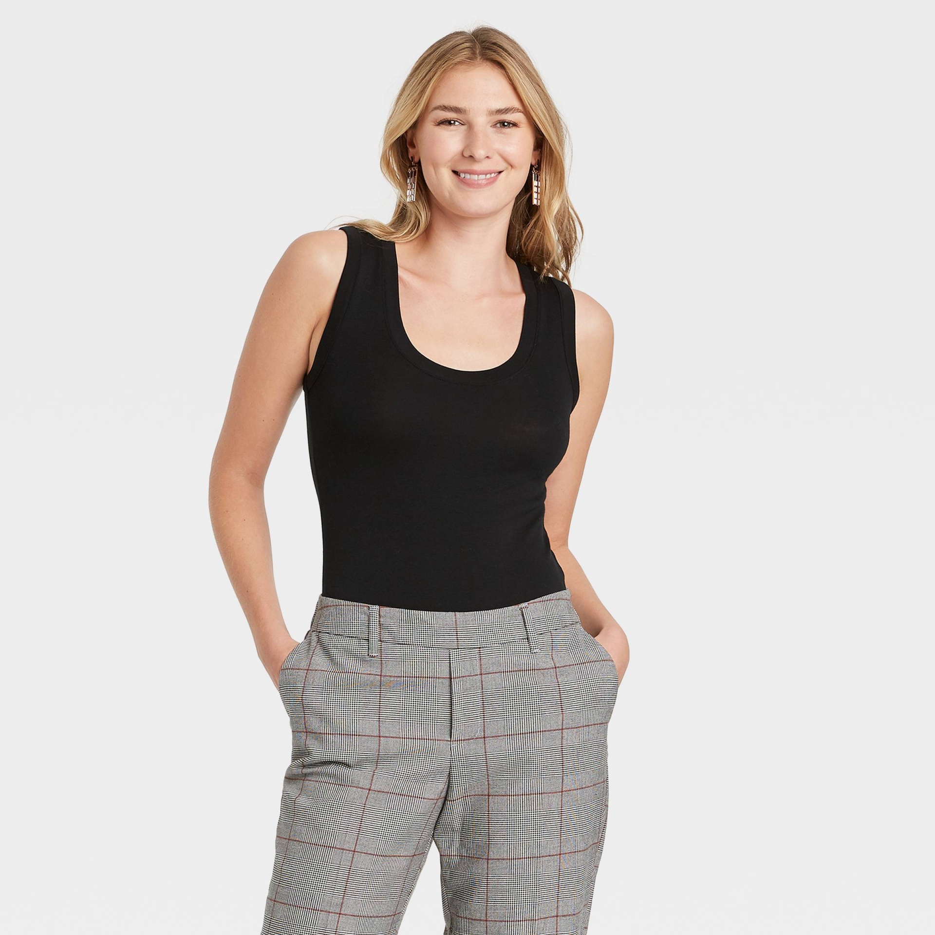 slide 1 of 3, Women's Slim Fit Tank Top - A New Day Black L, 1 ct