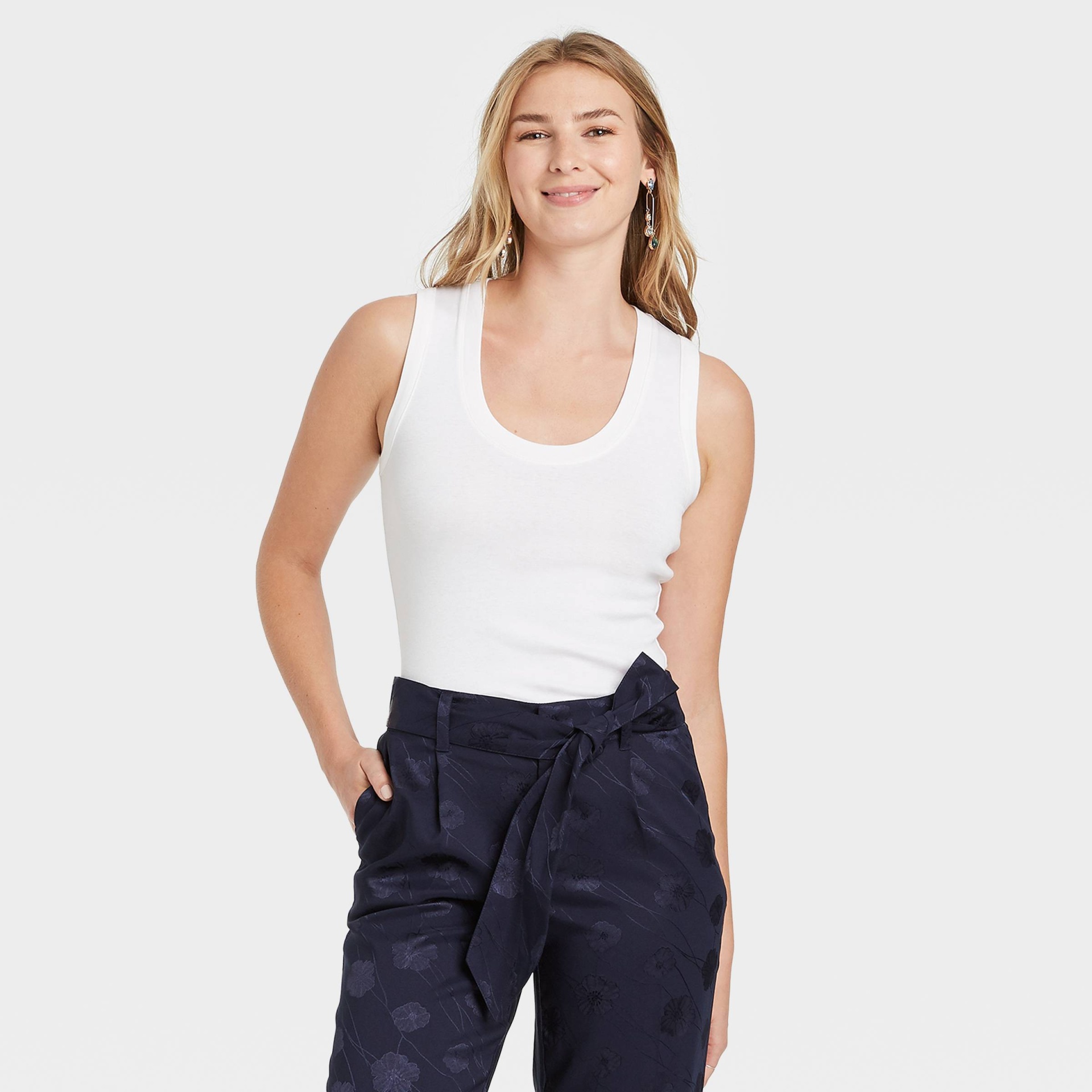 Women's Slim Fit Tank Top - A New Day White S 1 ct | Shipt