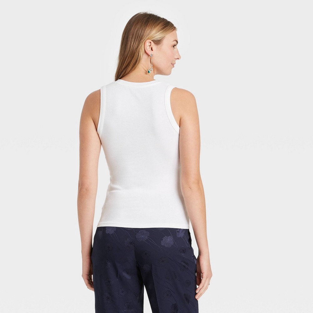 slide 2 of 3, Women's Slim Fit Tank Top - A New Day White L, 1 ct