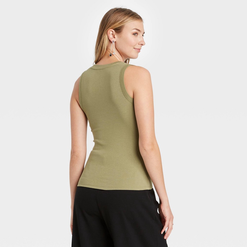 slide 2 of 3, Women's Slim Fit Tank Top - A New Day Olive S, 1 ct