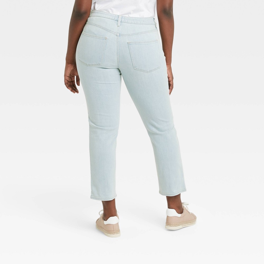 slide 6 of 6, Women's High-Rise Slim Straight Fit Cropped Jeans - Universal Thread Vintage Denim Wash 10 Short, 1 ct
