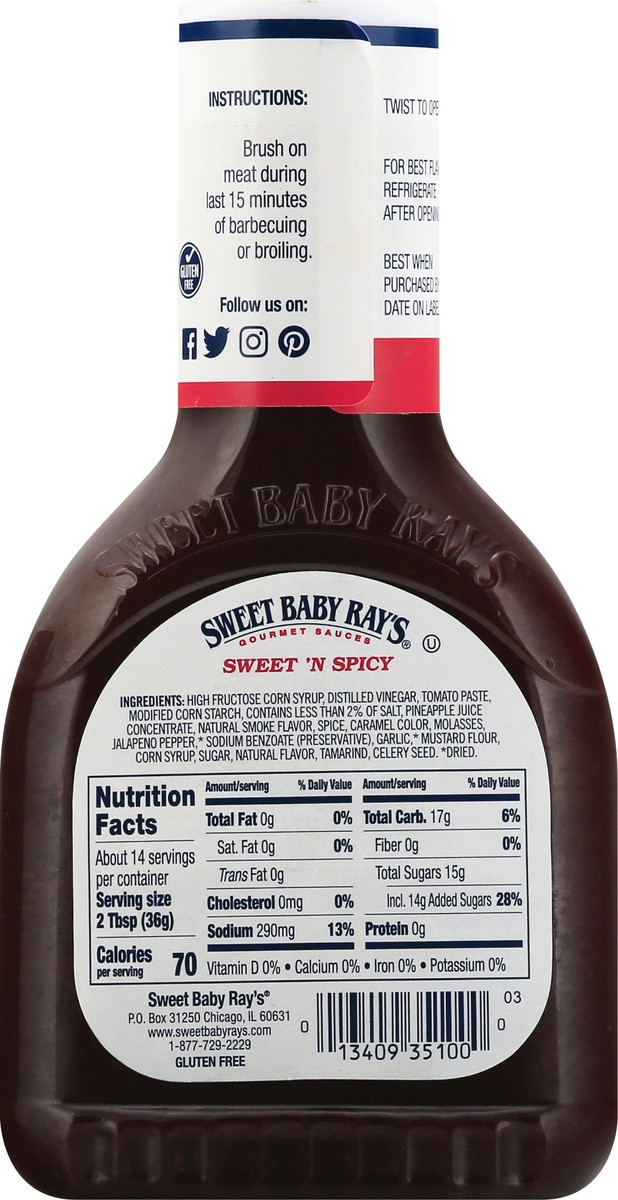 slide 10 of 13, Sweet Baby Ray's Sweet 'n Spicy Barbecue Sauce 18 oz, 18 oz