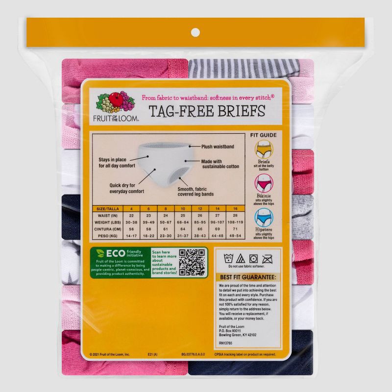 slide 5 of 5, Fruit of the Loom Girls' 14pk Classic Briefs - Colors May Vary 6, 14 ct