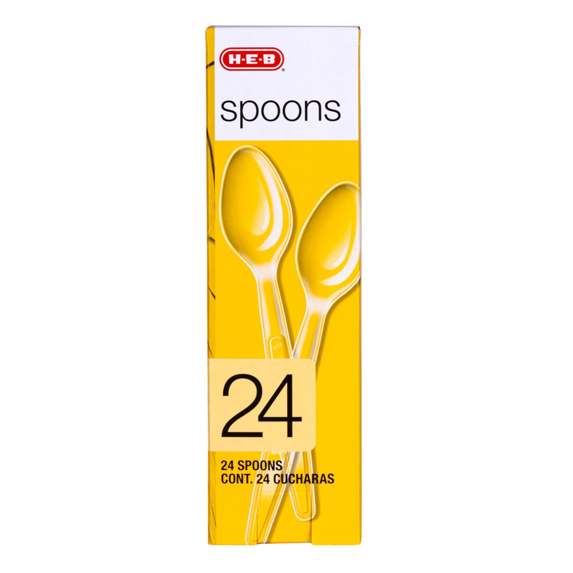slide 1 of 1, H-E-B Premium Clear Plastic Spoons, 24 ct