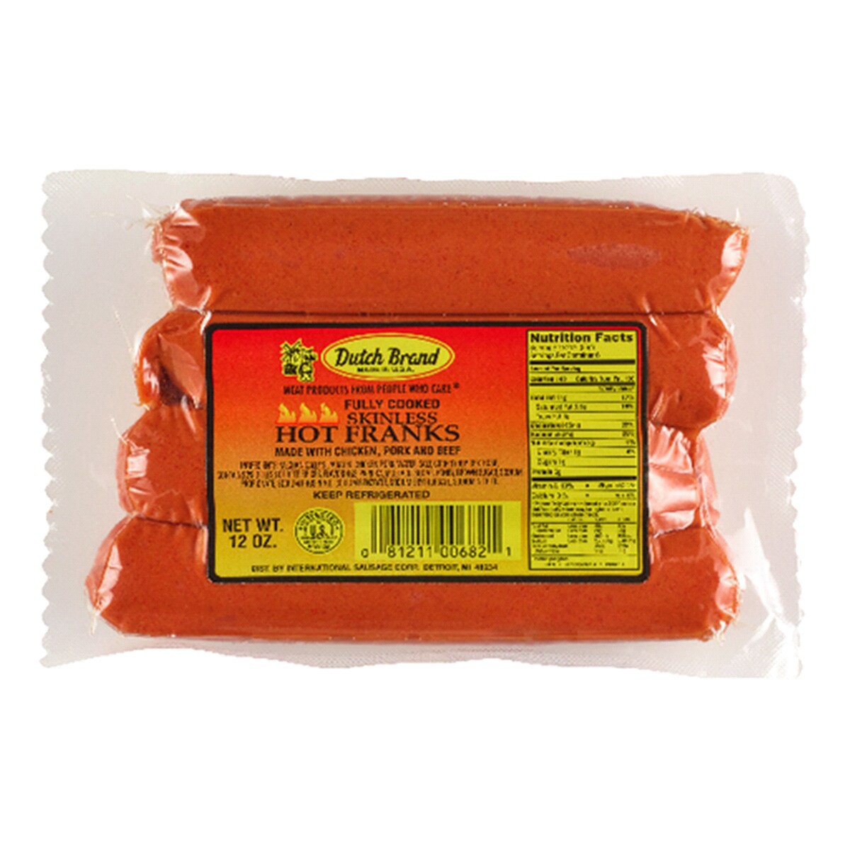 slide 1 of 1, Dutch Brand Skinless Hot Franks, 12 oz