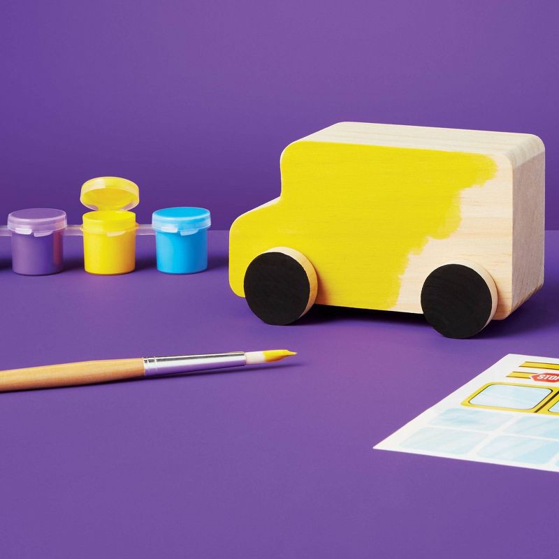 slide 8 of 8, Paint-Your-Own Wooden Vehicles - Mondo Llama™: DIY Art Kit with Stickers & Acrylic Paint for Kids 4+, 1 ct