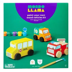 Paint-Your-Own Wooden Vehicles - Mondo Llama™: DIY Art Kit with Stickers & Acrylic Paint for Kids 4+