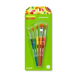 5ct Paintbrush Set - Mondo Llama™: Multicolor Artist Brushes for Watercolor, Round & Flat, 6.25" Length