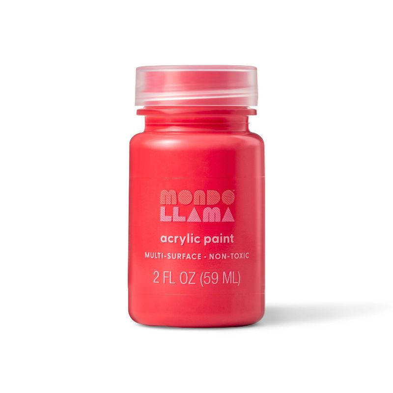 slide 1 of 3, 2 fl oz Satin Acrylic Paint Red - Mondo Llama™: Multi-Surface, Non-Toxic, Water-Based Craft Paint, 2 fl oz