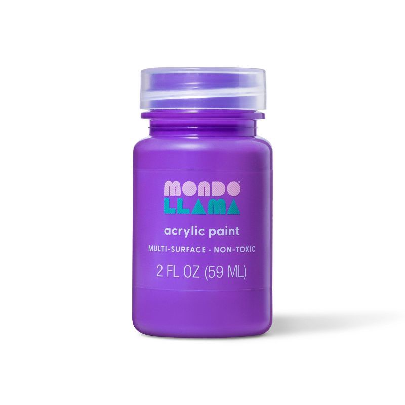slide 1 of 3, 2 fl oz Satin Acrylic Paint Purple - Mondo Llama™: Multi-Surface, Non-Toxic, Water-Based Craft Paint, 2 fl oz