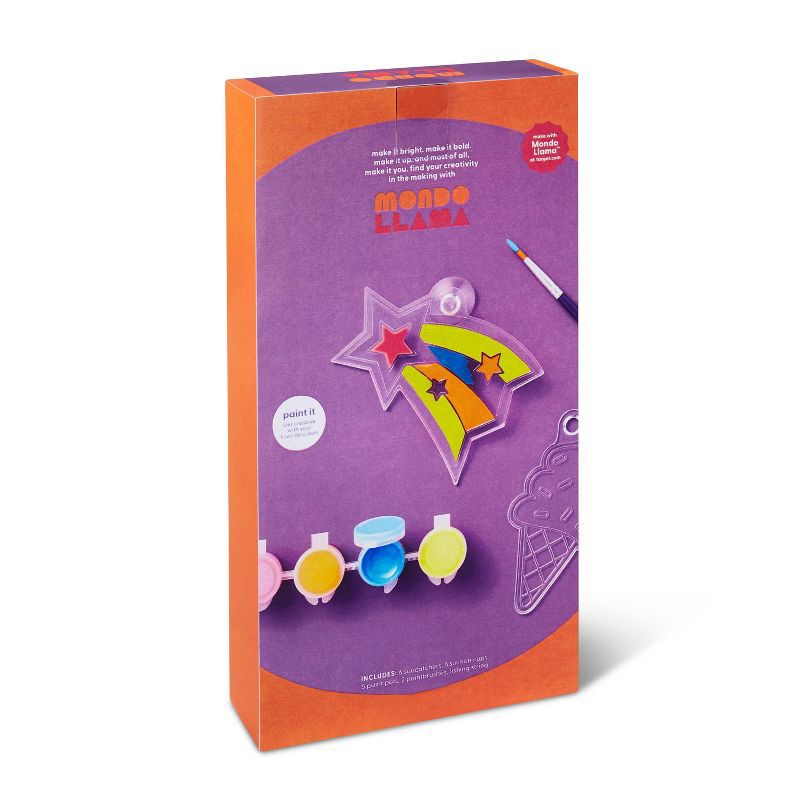 slide 3 of 4, Create-Your-Own Suncatchers Kit - Mondo Llama™: DIY Painting Craft Kit for Kids, Includes 2 Brushes, 20 Pieces, Ages 6+, 20 ct